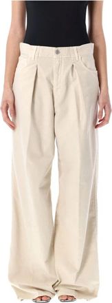 Haikure Candy Twill Broek - Dames - Wijde Broeken - Beige - W27 - Katoen - Broeken
