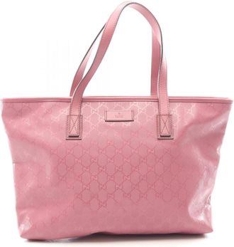 Gucci Pink Coated Canvas Leather Handbag Tote Bag (Pre-Owned)