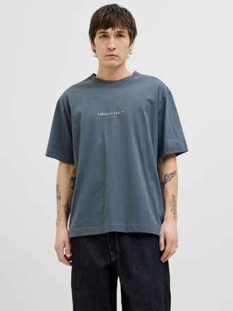 Jack & Jones T-Shirt JACK & JONES JORISLINGTON MINIMAL BRANDING TEE SS SN, Herren, Gr. S, grau (stormy weather), Jersey, Obermaterial: 100% Baumwolle, unifarben, l