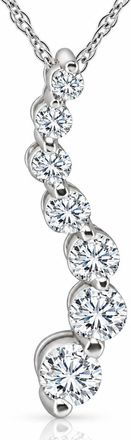 Pompeii3 1/2Ct Diamond Journey Pendant 18 Womens Necklace Lab Grown 3/4 Tall