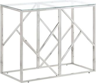 vidaXL Tavolino Consolle Argento Acciaio Inossidabile Vetro Temperato vidaXL