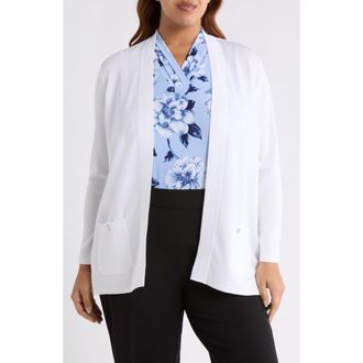 Anne Klein Malibu Open Front Cardigan in Crisp White at Nordstrom, Size 3 X