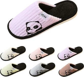 Generic Womens Flat Slippers Womens Panda Slippers Cute Cartoon Slipper Closed Toe Silent Slipper Winter House Shoes Comfy Warm Slides Wide Fit Ladies Slides 