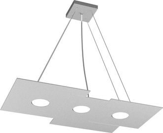 Top-Light Sospensione Moderna Rettangolare Plate Metallo Grigio 3 Luci Gx53