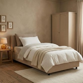 Dmora Talamo Italia - Cama Individual Chantal, Cama Contenedor Con Tapizado En Ecopiel, 100% Made In Italy, Apertura Frontal, Con Colch&oacute;n 80x190 Cm Incluido
