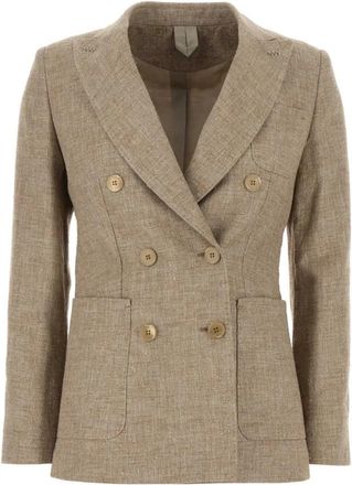 Max Mara Targa - Dames - Blazers - Beige - S - Leer - Jassen