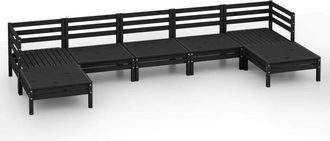 vidaXL Vidaxl - Juego De Muebles De Jard&iacute;n 7 Pzas Madera Maciza De Pino Negro