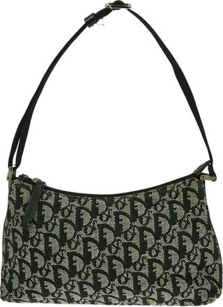 Dior Vintage Trotter Handbag Canvas Black Canvas Handbag (Pre-Owned)