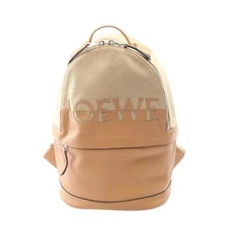 Loewe Pre-owned Backpacks, female, Beige, Size: ONE SIZE Pre-owned Round Canvas Leather Backpack