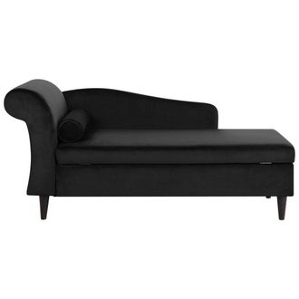 Beliani Beliani - Chaise Longue Tapizado En Terciopelo Negro Con Almacenamiento Versi&oacute;n Izquierda Luiro