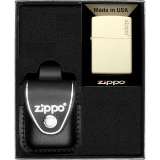 OEM Encendedor Zippo Con Logotipo Blanco Mate, Set De Regalo N.&ordm; 3