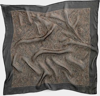 Lauren Ralph Lauren Womens Large sheer pure silk dark paisley scarf
