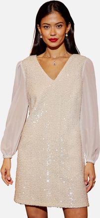 Yumi Sequin Tunic Dress With Tie Back in White at Nordstrom, Size 12