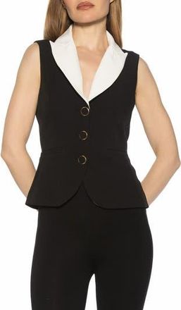 Alexia Admor Kai Peak Lapel Vest in Black/White at Nordstrom Rack, Size 12