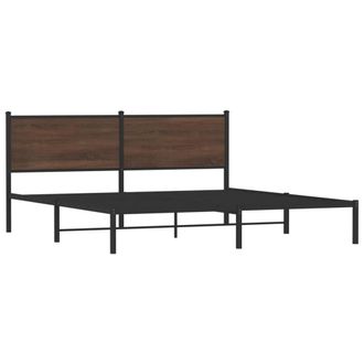 Berkfield Home Metal Bed Frame without Mattress Brown Oak 160x200 cm