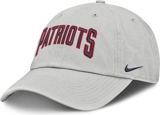 Nike New England Patriots Primetime Club Arched Nike Mens NFL Adjustable Hat in Grey | NF020BB8K-BYX