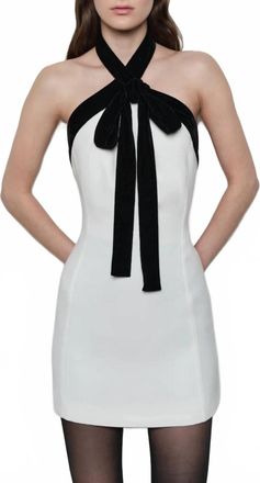 SIMKHAI Velvet-Trim Jolie Mini Dress In White