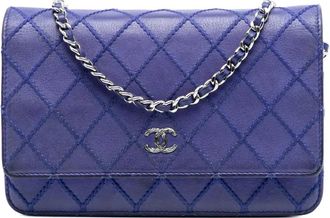 Chanel Borsa a tracolla Fancy CC in pelle di vitello trapuntata con catena 2014 - Blu