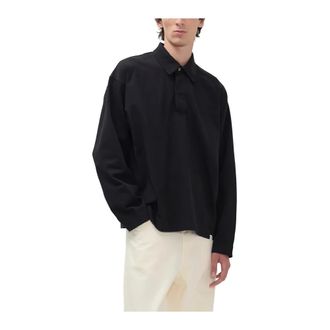 Norse Projects Isefjord Compact Cotton LS Polo - male - Norse Projects - Polo Shirts - Black - XL - Tops