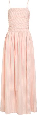 Faithfull The Brand Portlligat Striped Cotton-poplin Maxi Dress - Light Pink - XL (UK16 / XL)