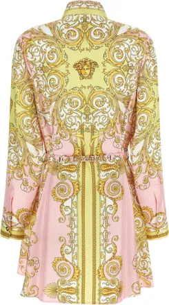 Versace Silk Baroque Print Dress - Pink