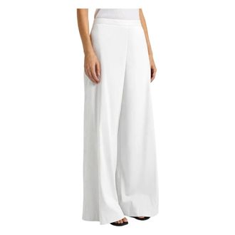 Liviana Conti Wide Trousers, female, White, Size: L Pantalone Gamba Larga con Zip Laterale