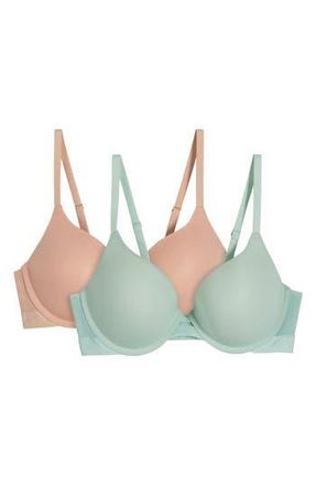 DKNY 2-Pack Micro Logo Band Lift Bras in Sand/Fresh at Nordstrom Rack, Size 36B