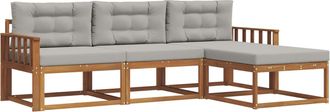 vidaXL Conjunto De Sof&aacute;s De Exterior 4 Uds. Gris Natural Y Claro Vidaxl