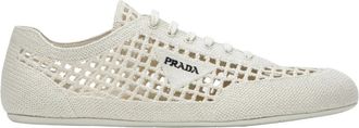 Prada Schoenen, Dames, Beige, 38 EU, Leer, Nappa Leren Sneakers