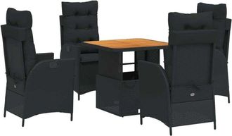 vidaXL Set De Muebles Jard&iacute;n 5 Pzas Con Cojines Rat&aacute;n Sint&eacute;tico Negro Vidaxl