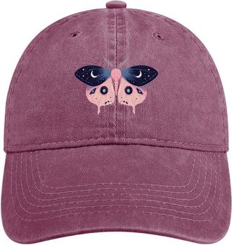 Generic Luna Moth Printed Baseball Cap for Men Washed Distressed Denim Dad Hat