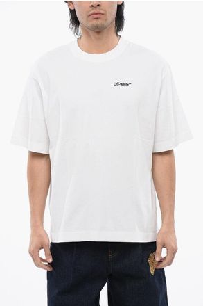 Off-white Geborduurd TATTOO ARROW SKATE Crewneck T-shirt in het wit