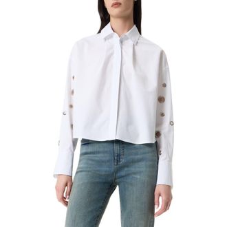 Robert Rodriguez Adara Grommet Long Sleeve Button-Up Shirt in Optic White at Nordstrom Rack, Size X-Small