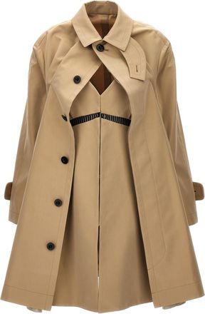 トレンチコート SACAI DOUBLE-BREASTED TRENCH COAT IN GABARDINE Sacai Gabardine trench coat Sacai