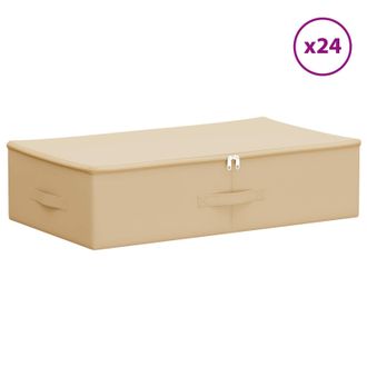 vidaXL Caja De Almacenamiento 24 Pcs Crema 70 X 40 X 18 Cm Vidaxl