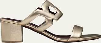 Bougeotte 55mm Metallic Link Block-Heel Sandals