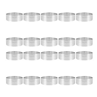 OEM 20 Moldes Redondos Perforados De Acero Inoxidable Para Postres, Ideales Para Frutas, Quiches, Pasteles, Mousses Y Reposter&iacute;a. Tama&ntilde;o: 6 Cm
