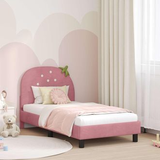 vidaXL Vidaxl Struttura Letto Bambini Con Testata Rosa 80 X 160 Cm Velluto