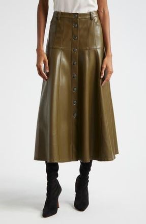 Cinq &agrave; Sept Veena Faux Leather Skirt in Dark Olive at Nordstrom Rack, Size 0