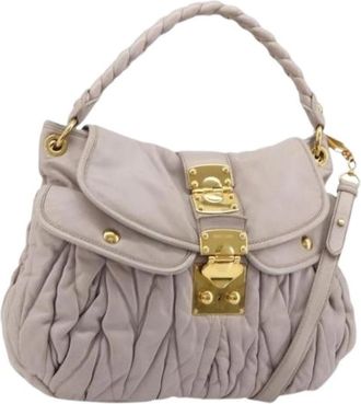 Miu Miu Pre-owned Shoulder Bag - Dames - Vintage Schoudertas - Beige - ONE Size - Leer - Vintage