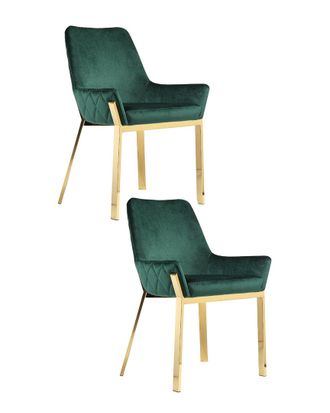 Pangea Home Set Of 2 Hudson Diamond Tufted Chairs