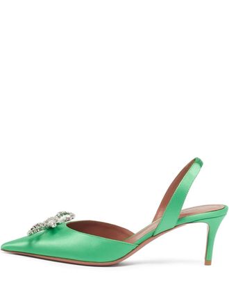 Amina Muaddi Rosie slingback bow pumps - Green