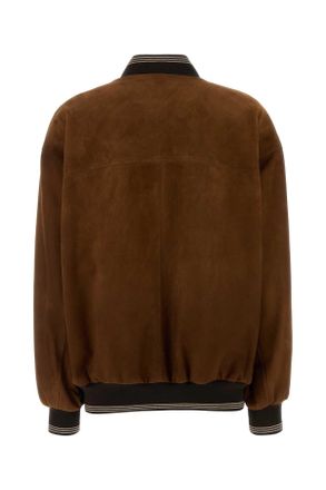 Miu Miu Womens Brow Suede Bomber Jacket Brandy Giacche Pelle In