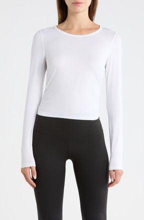 Travis Mathew Celestia Long Sleeve Performance T-Shirt in Heather Vanilla Ice at Nordstrom, Size Medium