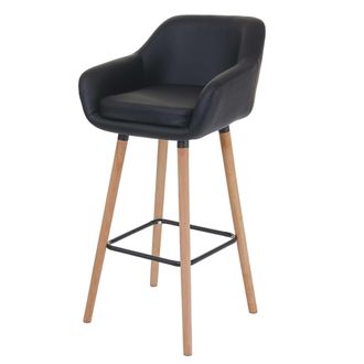 Hhg Taburete De Bar Malm&ouml; T381, Taburete De Bar Taburete De Mostrador Certificado Mvg, Imitaci&oacute;n De Cuero, Negro