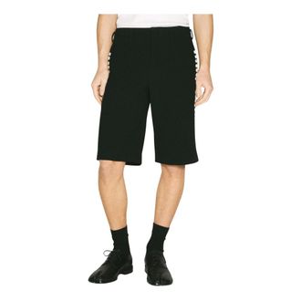 Comme Des Garçons Korte Broeken, Heren, Zwart, M, Wol, Wollen shorts met knopen