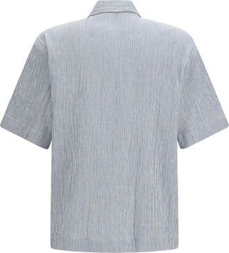 Sunflower Mens Adam Short-Sleeved Shirt Blue Cotton; Elastane
