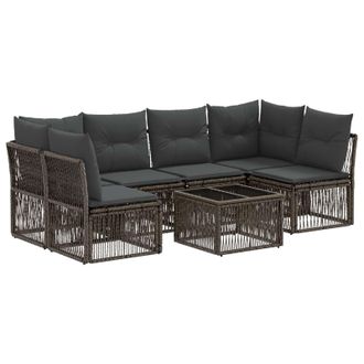 vidaXL Conjunto De Sof&aacute;s De Jard&iacute;n 7 Pcs Gris Rat&aacute;n Sint&eacute;tico Vidaxl