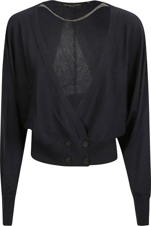 Fabiana Filippi Cardigan corto in seta cotone - Dames - Vesten - Blauw - M - Katoen - Truien & Vesten