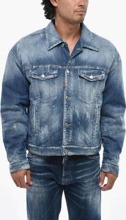 Dsquared2 Stretch Denim Jacket With Striped Wool-Blend Lining Dsquared2